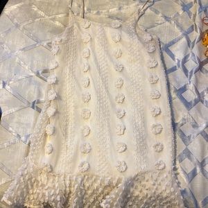 Pink Lily brand, cream ruffle dress, size large